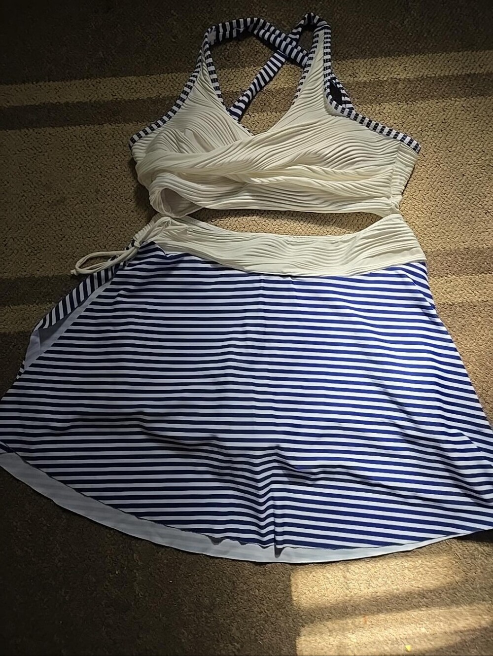 Striped Navy & Cream Swim Dress - Women Intimates & Sleepwear